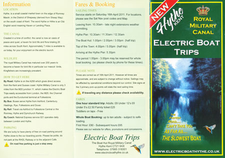 2011 Brochure -  Hythe Electric Boat Trips - Photo: © Ian Boyle, 31st May 2011- www.simplonpc.co.uk