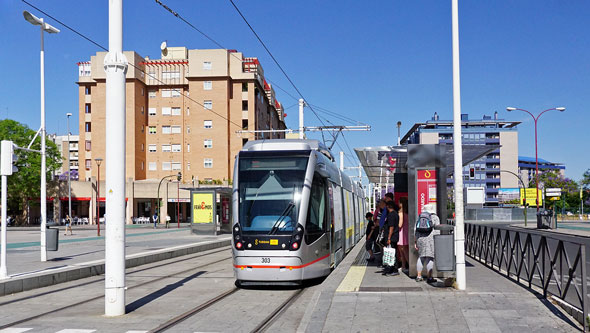 Seville CAF Urbos Tram 303 - www.simplonpc.co.uk - Photo: ©Ian Boyle 17th May 2016
