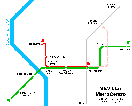 Seville MetroCentro Route Map