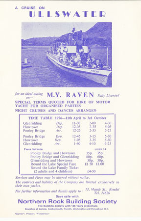 Ullswater Timetable 1975