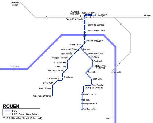 Rouen Metro Map 500px
