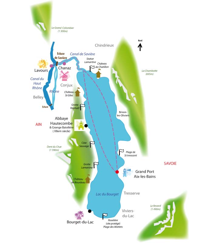 Lac du Bourget Cruise Circuit Map - www.simplonpc.co.uk