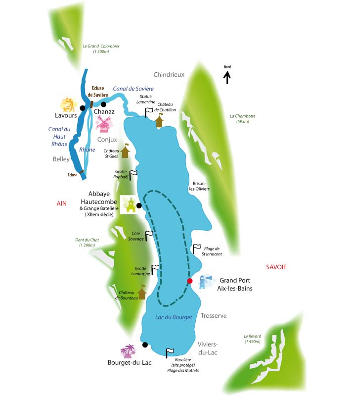 Lac du Bourget Cruise Circuit Map - www.simplonpc.co.uk