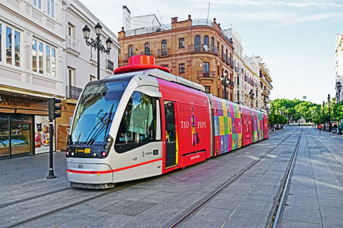 Seville CAF Urbos Tram 301 - www. www.simplonpc.co.uk.co.uk - Photo: ©Ian Boyle 17th May 2016