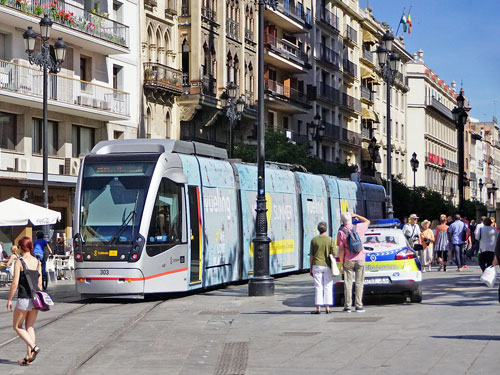 Seville CAF Urbos Tram 303 - www.simplonpc.co.uk - Photo: ©Ian Boyle 17th May 2016